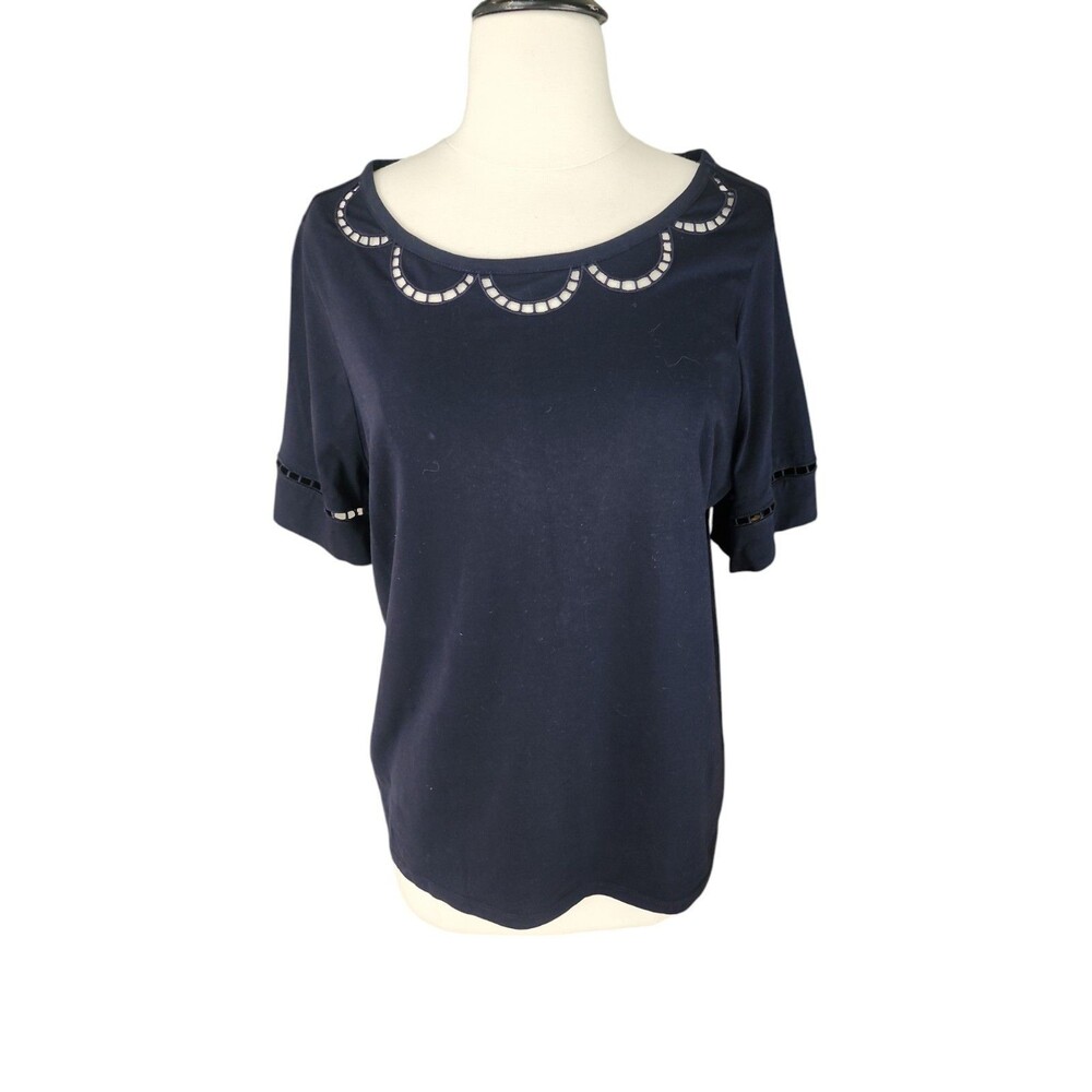 Talbots Minimalist Pima Cotton T-shirt Womens Size 1X Petite Navy Short Sleeve